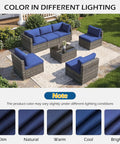 14 Piece Outdoor Patio Cushion Set For 6 Seat Wicker Sectional Sofa Deep 25x25 Inch Replacement Cushions In Navy Blue Water Resistant