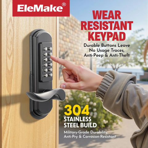 Mechanical Door Lock With Handle Keypad Entry Left Handed Lever Lock For Single Hole Doors Keyless Access Not Deadbolt