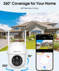 Solar Wireless Outdoor Security Cameras Two Pack With 4MP Ultra HD 360 Degree View Battery Powered Outdoor Camera on house