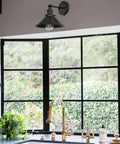 Retro Style Wall Sconces Set Of Two 180 Degree Up Down Adjustable Black Swing Wall Lamps in kitchen by window and sink