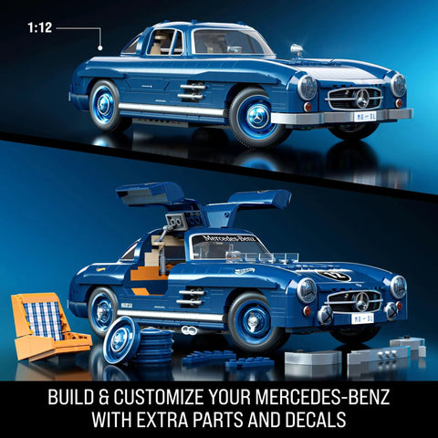 Hot Wheels Premium Building Set 1 To 12 Mercedes Benz 300 SL Dope Model Kit with realistic details and customization options.