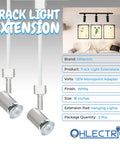 Track Lighting Extension Rod Two Pack 18 Inch For H Track Fixtures White, lowers track heads for hanging lights