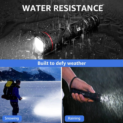 Rechargeable LED Flashlight With Zoomable Beam, 1000 Lumens Beast Bright, Waterproof Handheld Flashlight in rain and snow