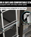 Lightweight Aluminum RV Bunk Ladder With 4 Steps, 3 Fixed Height Settings (59.5, 60.5, 61.5 Inches), Anti-Slip Rungs For Safety, Easy Pre-Assembled Install, Perfect For Bunk Beds, Campers, Dorms, And Kids Rooms. Installed aluminum bunk ladder with anti-slip rungs and 1.12-inch hook width.