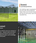 Portable Baseball Batting Cage Net For Outdoor And Indoor Practice set up on lawn and gym floor
