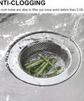 Stainless Steel Kitchen Sink Strainer Set 4.5 Inch Wide Rim Drain Strainers Heavy Duty Rust Resistant 2 Pack in sink with debris