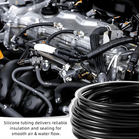 Six Feet High Performance Automotive Vacuum Line Kit With 64 Connectors For Car Piping System Perfect Fix For Your Ride Using Durable Silicone Hoses In Sizes From One Eighth To Three Eights Inch, engine bay hoses
