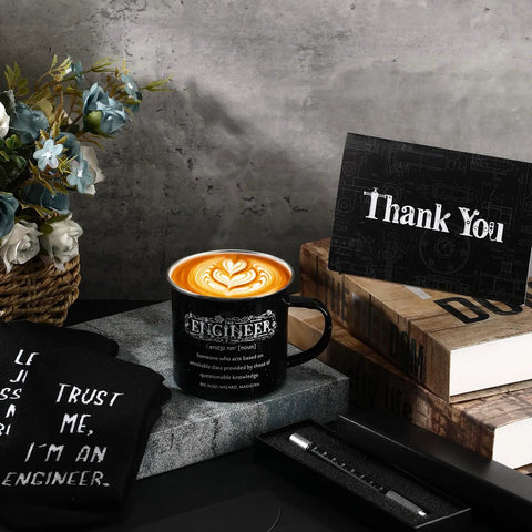 Engineer Gift Set For Men Includes 12 Oz Enamel Mug Socks Ballpoint Pen With Gift Box Thank You Card And Envelope Dope Gift