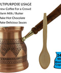 Engraved Copper Turkish Coffee Pot Cezve Ibrik Briki For Greek Turkish Arabic Brew On Stovetop 1000ml 34oz Handcrafted In Turkey Matte Finish XXXLarge Top Notch