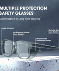 All Day Anti Fog Safety Glasses With Blue Light Protection For Men And Women Scratch Resistant Lenses Lab Goggles Eye Protection Eyewear Clear Lens In Grey Frame For Everyday Work And Home Use on speckled surface.