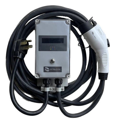 Plug In And Roll Confidently With This Rock Solid 40 Amp Electric Vehicle Charging Station, featuring a 25 foot J1772 cable and digital display.