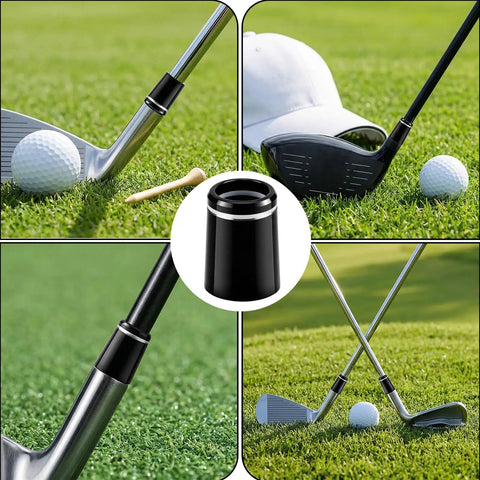 Seven Piece Black Golf Ferrules With Silver Ring For 0.370 Inch Iron Shafts DIY Friendly Club Building Repair And Shaft Install Durable ABS Ferrule Set on golf clubs