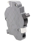 Heavy Duty One Pole 30 Amp Circuit Breaker For Federal Pacific Stab Lok Panels Plug And Play Thin Series Gray Finish side view.