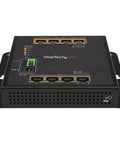Rock Solid Eight Port Gigabit PoE Switch With Four Powered Ports And One Twenty Watt Budget, industrial steel housing details.