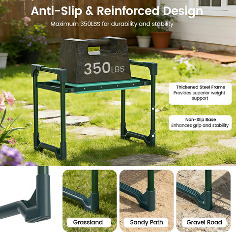 2 In 1 Garden Kneeler And Seat With Tool Side And Tote Bags Heavy Duty Foldable Gardening Stool outdoor in garden