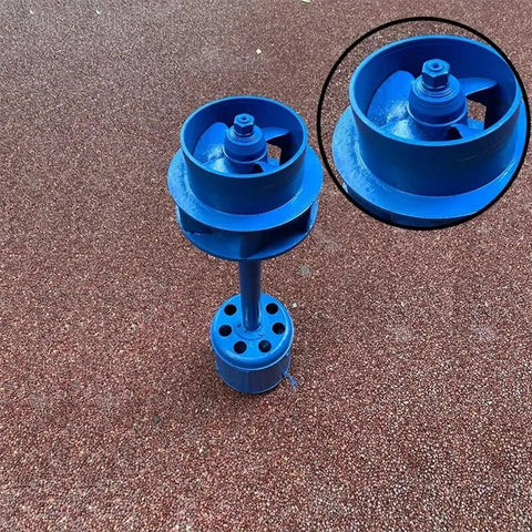 Side view of Three Phase Axial Flow Hydroelectric Generator For Low Head Water Turbines, 3000W And 5000W Models, blue structure.