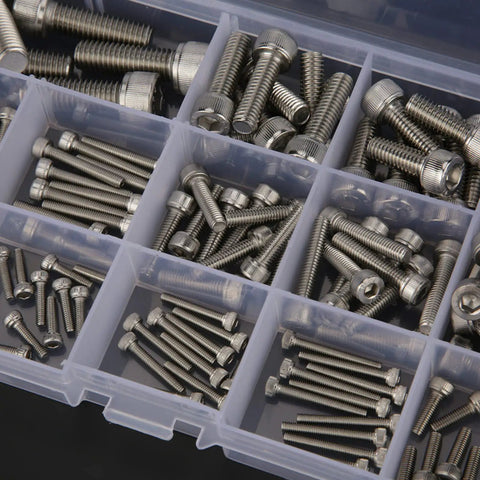 135-Piece Metric Screw Assortment Kit With Button Head Socket Cap Bolts In 304 Stainless Steel in organized storage box
