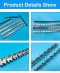 Built Tough Twenty Four Inch Steel Conveyor Belt Lacing Fasteners With Slick Butterfly Buckles For One Eighth To Three Sixteenths Inch Thick Belts displayed from various angles on a blue background.