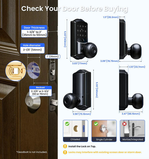Slick Matte Black Fingerprint Smart Door Lock With Classic Knob Handle Featuring Fast Built Wifi For Seamless Remote App Access Zero Hub Headaches And Badass Home Security Vibes For Anyone Who Wants Nailed It Entry
