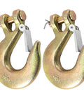 2 Pack Beefy Half Inch Clevis Slip Hooks With Safety Latch Heavy Duty Grade 70 Forged Steel For Trailer Haulers And Wrecker Trucks 18,000 Lbs Capacity Ideal For Towing Hauling And Recovery Jobs shown front view