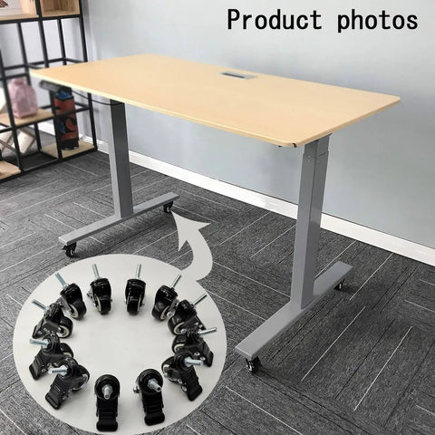 Heavy Duty 2 Inch Swivel Casters With Dual Locking Polyurethane stem mount design showcased under a desk for smooth rolling.