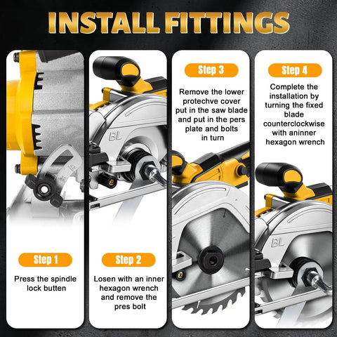 Pro Grade 5 1 2 Inch Cordless Circular Saw With Brushless Motor And 6500 Rpm showing installation steps and parts.