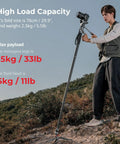 Carbon Fiber Camera Monopod Featuring Smooth One Button Height Adjustment Hella Compact Design Shoots Rock Solid Five Kilogram Payload Perfect For Videographers Seeking Straight Fire Stability And Daily Studio Shots, held outdoors with a camera.