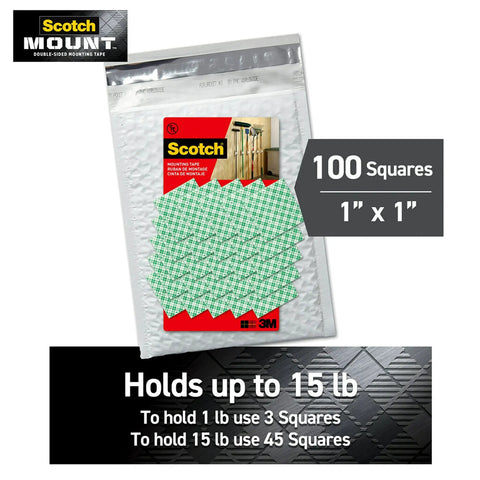 Four 1 Inch Permanent Mounting Squares Hold Up To 1 Pound Total On Contact No Mess Easy To Use White Adhesive For Painted Surfaces Metal Tile And More Ready To Apply Right Out Of The Pack