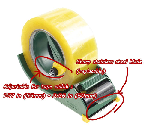 Heavy Duty Ergonomic Packing Tape Gun Dispenser Adjustable 2 Inch Box Sealer with sharp stainless steel blade and tape