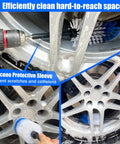 Car Wheel Cleaning Kit With Soft Drill Wheel Cleaner Brush And Detailing Pads For Wheels Tires Rims Engines And Exhaust No Scratches Nylon Bristles Safe On Alloy Chrome Painted Finishes