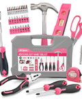 Pink 38-Piece Essential Tool Box Set With Storage Case For DIY Dorms And Home Quick Fixes Ergonomic Non-Slip Steel Hand Tools Compact