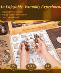 Hands assembling Cinderella LED 3D Puzzle Night Light DIY Storybook Lamp Wooden Puzzle, instruction sheet visible