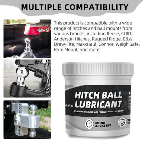 4 Oz Trailer Hitch Ball Grease With 2 Ball Head Covers, Heavy Duty Lubricant For Trailer Locks on display beside hitch ball photos