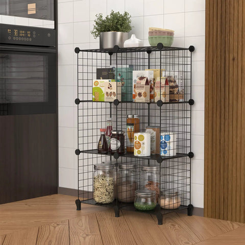 Six Cube Wire Storage Organizer Shelf For Books Toys Clothes And Tools, 12 Inch By 12 Inch By 12 Inch DIY Cube Shelf in kitchen