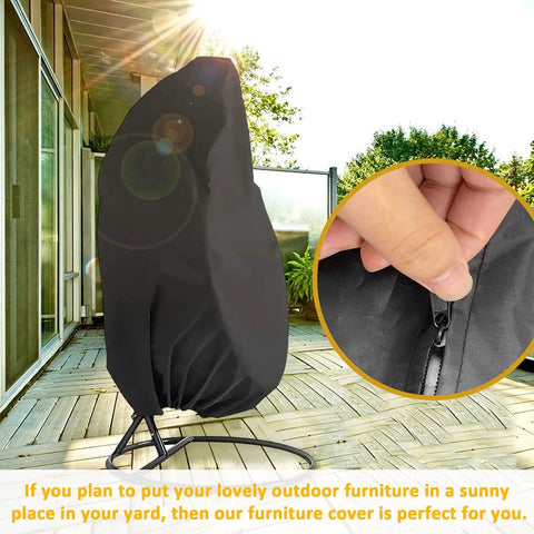 Patio Egg Chair Cover With Zipper No Fuss All Season 420D Oxford PU Coated Outdoor Swing Protector on chair