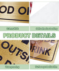 Brushed Gold No Food Or Drink Sign For Doors Two Pack Self Adhering Indoor Or Outdoor Use Ideal For Restaurants Offices And Businesses No Outside Food Or Drinks Allowed Sticker, 0.3mm thick