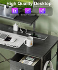 33.5 Inch Compact Gamer Desk With Remote RGB LED Lights And 3 In One Power Hub, monitor stand, CPU stand, storage drawer, black