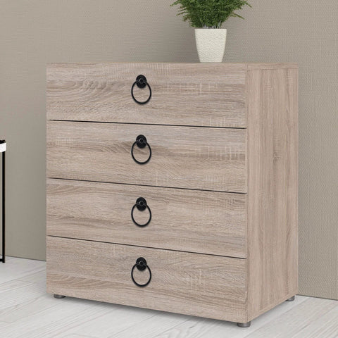 Wooden dresser with 12 Pack Ring Drawer Pull Handles For Cabinets And Drawers, Zinc Alloy Dresser Knobs In Black Finish, 1.8 Inch Outer Diameter