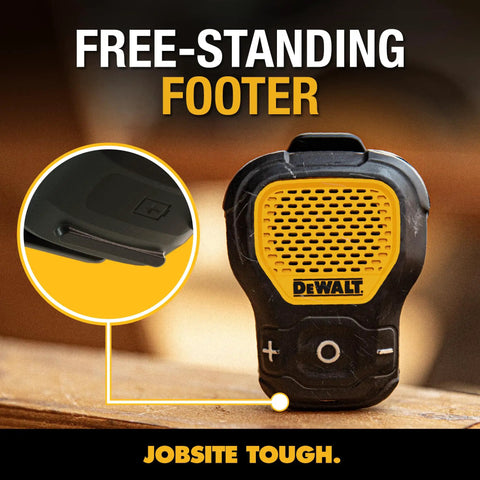 Wearable Clip On Bluetooth Speaker For Job Sites, Water Resistant Portable Speaker With Built In Mic and yellow clip-on design