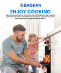 Father and daughter using oven for cooking, illustrating kitchen use of broiler pan for oven nonstick porcelain enamel coated with rack