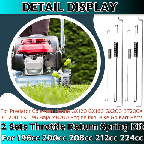 Throttle Return Spring Kit For 196cc 200cc 208cc 212cc 224cc Engines with go-kart and springs illustration