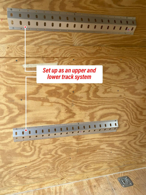 36 Inch Trailer Track Tie Down System With E Track S Track And L Track Anchors for enclosed trailers and garages mounted on wall