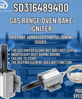 Model Specific Gas Range Oven Bake Igniter Replacement For 316489400 And 316428500 Fits Select Gas Ovens Not Universal