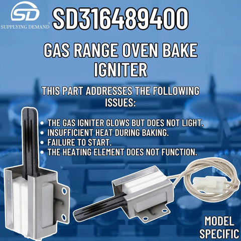 Model Specific Gas Range Oven Bake Igniter Replacement For 316489400 And 316428500 Fits Select Gas Ovens Not Universal