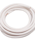 Coiled insulated copper refrigerant line (1/4 in) with white sleeve, 25 ft long