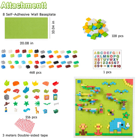 Game Changing 812 Piece Building Blocks Kit Featuring Self Adhesive Wall Baseplates And Interconnected Marble Run Tracks For Kid Approved STEM Projects And No Fuss Setup, featuring colorful blocks, baseplates, and stickers.