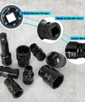 Half Inch Drive 29 Piece Shallow Socket Set With CR MO Construction For SAE And Metric Sizes Three Eighths Through One Inch And Ten Through Twenty Four Millimeters Includes Extension Bars For Pros And DIYers, 6-point CR-MO sockets