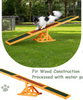 Dog on 71 Inch Wooden Dog Agility Seesaw For Training And Exercise Outdoor Obstacle Courses Pro Grade Dope Fir Wood Ramp