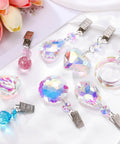 Crystal Tablecloth Weights With Metal Clips And Rhinestone Pendant Ornaments, 4 Pack For Outdoor Picnics And Garden Tables displayed on table