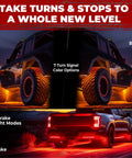 Five Sided RGB Rock Lights Kit For Trucks Jeep UTV SUV ATV Golf Cart With Music Mode And App Remote Control Waterproof